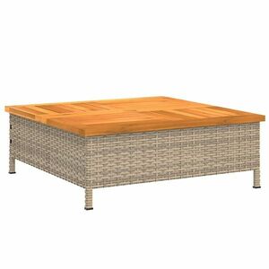 vidaXL bézs polyrattan és akácfa napernyőtalp-burkolat 70 x 70 x 25 cm kép