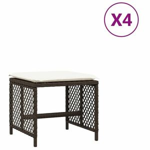 vidaXL 4 db barna polyrattan kerti szék párnával 41 x 41 x 36 cm kép