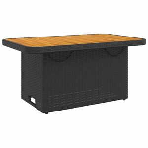 vidaXL fekete polyrattan és akácfa kerti asztal 90 x 55 x 71 cm kép