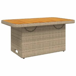 vidaXL bézs polyrattan és akácfa kerti asztal 90 x 55 x 71 cm kép