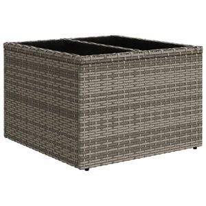 vidaXL szürke polyrattan üveglapos kerti asztal 55 x 55 x 37 cm kép