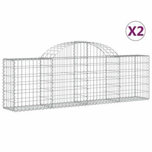 vidaXL 2 db íves horganyzott vas gabion kosár 200x30x60/80 cm kép