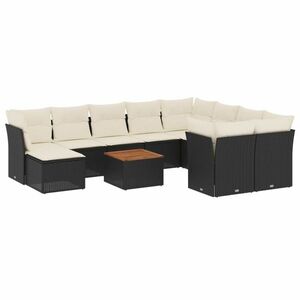 vidaXL 11 részes fekete polyrattan kerti ülőgarnitúra párnákkal kép