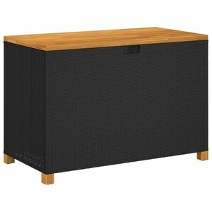 vidaXL fekete polyrattan és akácfa kerti tárolóláda 110 x 55 x 63 cm kép