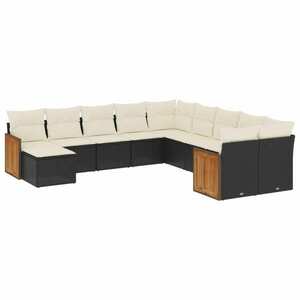 vidaXL 11 részes fekete polyrattan kerti ülőgarnitúra párnákkal kép