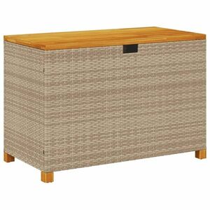 vidaXL bézs polyrattan és akácfa kerti tárolóláda 110 x 55 x 63 cm kép