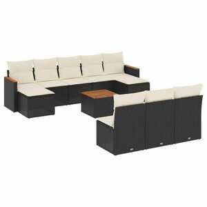 vidaXL 11 részes fekete polyrattan kerti ülőgarnitúra párnákkal kép