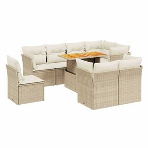 vidaXL 9-részes bézs polyrattan kerti ülőgarnitúra párnákkal kép