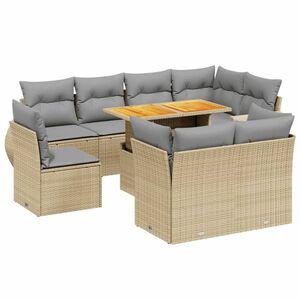 vidaXL 9 részes bézs polyrattan kerti ülőgarnitúra párnákkal kép