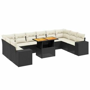 vidaXL 11 részes fekete polyrattan kerti ülőgarnitúra párnákkal kép