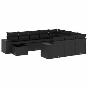 vidaXL 11 részes fekete polyrattan kerti ülőgarnitúra párnákkal kép