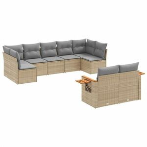 vidaXL 9-részes bézs polyrattan kerti ülőgarnitúra párnákkal kép