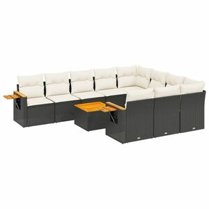 vidaXL 11 részes fekete polyrattan kerti ülőgarnitúra párnákkal kép