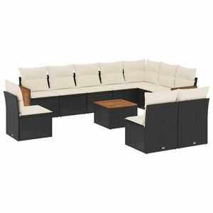 vidaXL 11 részes fekete polyrattan kerti ülőgarnitúra párnákkal kép