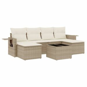 vidaXL 7 részes bézs polyrattan kerti ülőgarnitúra párnákkal kép