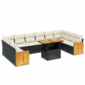 vidaXL 11 részes fekete polyrattan kerti ülőgarnitúra párnákkal kép