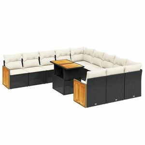 vidaXL 11 részes fekete polyrattan kerti ülőgarnitúra párnákkal kép