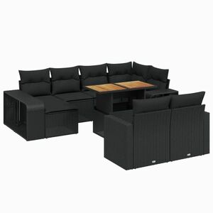 vidaXL 11 részes fekete polyrattan kerti ülőgarnitúra párnákkal kép