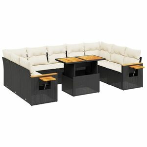 vidaXL 11 részes fekete polyrattan kerti ülőgarnitúra párnákkal kép
