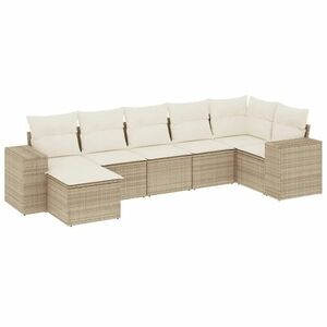 vidaXL 7 részes bézs polyrattan kerti ülőgarnitúra párnákkal kép