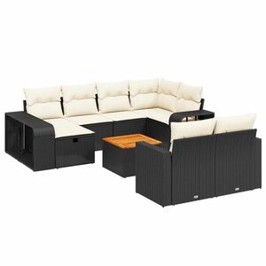 vidaXL 11 részes fekete polyrattan kerti ülőgarnitúra párnákkal kép