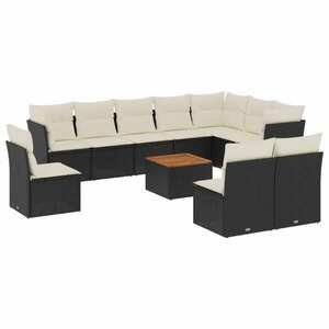 vidaXL 11 részes fekete polyrattan kerti ülőgarnitúra párnákkal kép