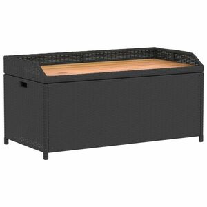 vidaXL fekete polyrattan és akácfa tárolópad 100 x 50 x 52 cm kép