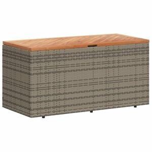 vidaXL szürke polyrattan és akácfa kerti tárolóláda 110 x 50 x 54 cm kép