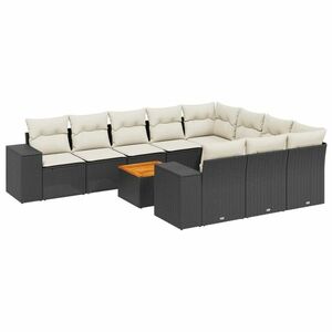 vidaXL 11 részes fekete polyrattan kerti ülőgarnitúra párnákkal kép