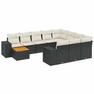 vidaXL 11 részes fekete polyrattan kerti ülőgarnitúra párnákkal kép