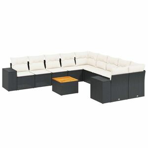 vidaXL 11 részes fekete polyrattan kerti ülőgarnitúra párnákkal kép