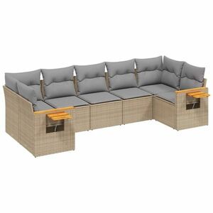 vidaXL 7 részes bézs polyrattan kerti ülőgarnitúra párnákkal kép