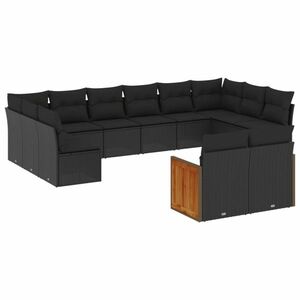 vidaXL 11 részes fekete polyrattan kerti ülőgarnitúra párnákkal kép