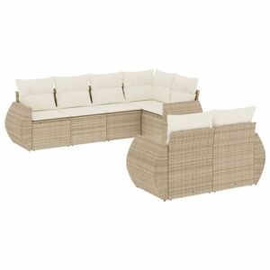 vidaXL 7 részes bézs polyrattan kerti ülőgarnitúra párnákkal kép