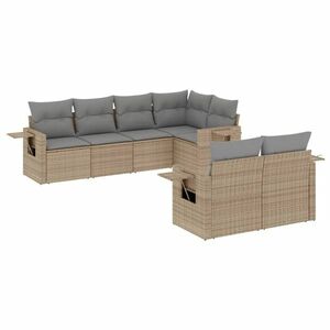 vidaXL 7 részes bézs polyrattan kerti ülőgarnitúra párnákkal kép