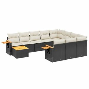 vidaXL 11 részes fekete polyrattan kerti ülőgarnitúra párnákkal kép