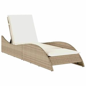 vidaXL bézs polyrattan napozóágy párnával 60x205x73 cm kép