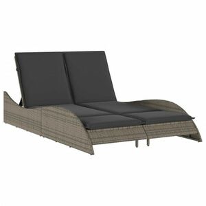 vidaXL szürke polyrattan napozóágy párnákkal 114x205x73 cm kép