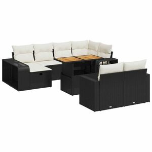 vidaXL 11 részes fekete polyrattan kerti ülőgarnitúra párnákkal kép