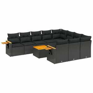 vidaXL 11 részes fekete polyrattan kerti ülőgarnitúra párnákkal kép