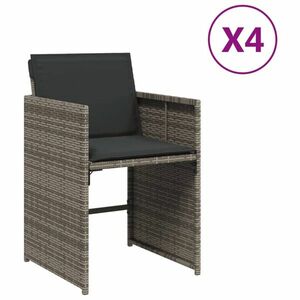 vidaXL 4 db szürke polyrattan kerti szék párnával kép