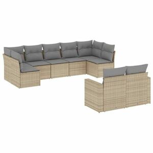 vidaXL 9-részes bézs polyrattan kerti ülőgarnitúra párnákkal kép