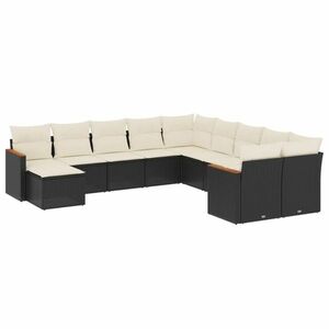 vidaXL 11 részes fekete polyrattan kerti ülőgarnitúra párnákkal kép