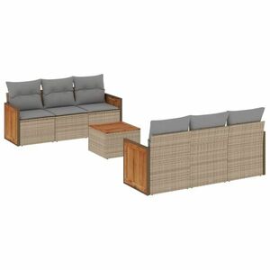 vidaXL 7 részes bézs polyrattan kerti ülőgarnitúra párnákkal kép