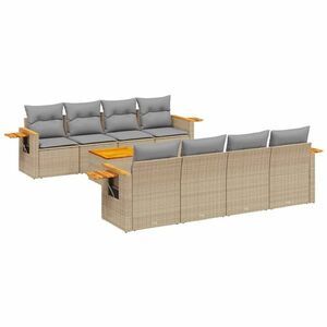vidaXL 9-részes bézs polyrattan kerti ülőgarnitúra párnákkal kép