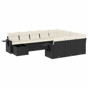 vidaXL 11 részes fekete polyrattan kerti ülőgarnitúra párnákkal kép