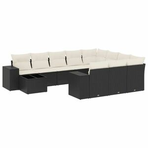 vidaXL 11 részes fekete polyrattan kerti ülőgarnitúra párnákkal kép