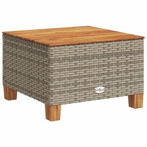 vidaXL szürke polyrattan és akácfa kerti asztal 55 x 55 x 36 cm kép