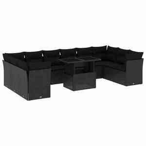 vidaXL 11 részes fekete polyrattan kerti ülőgarnitúra párnákkal kép
