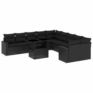 vidaXL 11 részes fekete polyrattan kerti ülőgarnitúra párnákkal kép